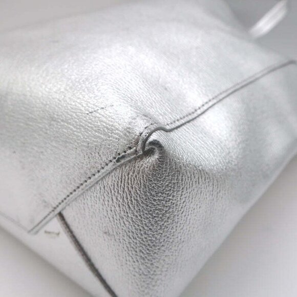 Celine Small Vertical Cabas Tote Silver Metallic Leather Crossbody Bag - Picture 9 of 12